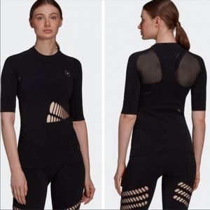 Adidas by Stella McCartney Truestrength Warp Black Workout Yoga Tee Large NEW